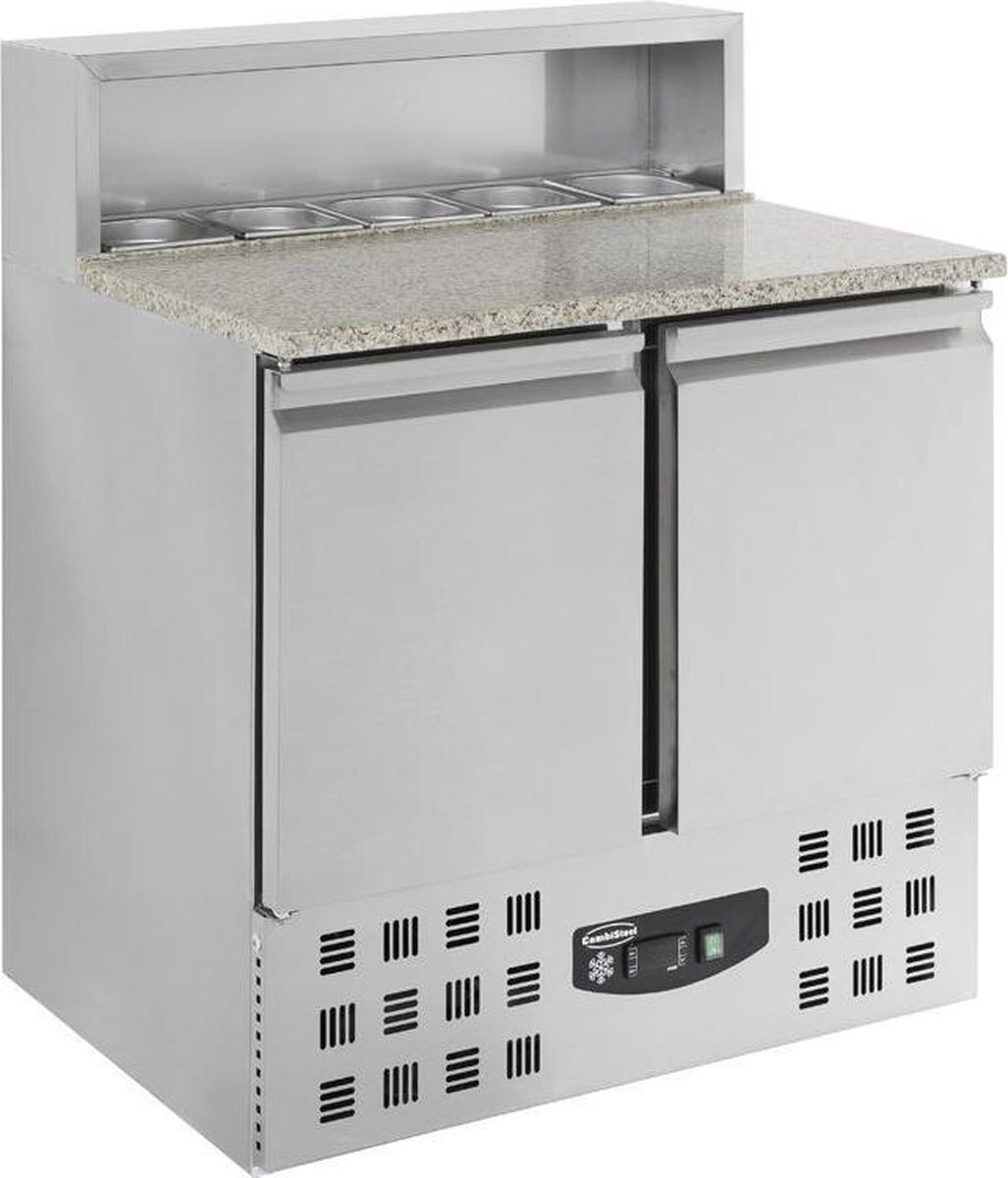 - Professionele Pizzawerkbank | 2 Deuren | RVS | | 7950.0070 | Horeca grijs