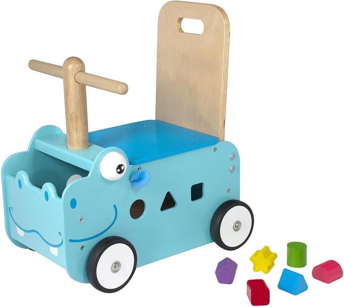 I'm Toy - Houten Loopwagen met blokken - Nijlpaard