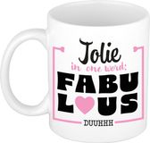 Bellatio Decorations Naam mok Jolie - wit - Fabulous - keramiek - 300 ml - cadeau collega beker - cadeau
