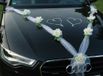 Azomor® Set de décoration romantique pour voiture de mariage avec organza et cœurs en rotin