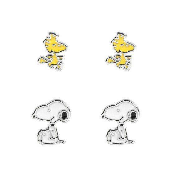 Peanuts Snoopy & Woodstock Unisex Oorbellenset - wit/geel