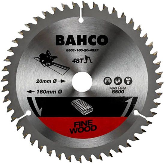 Bahco Cirkelzaagblad Met 48 Tanden Voor Invalzagen In Hout 165 Mmx20 Mm Zilver