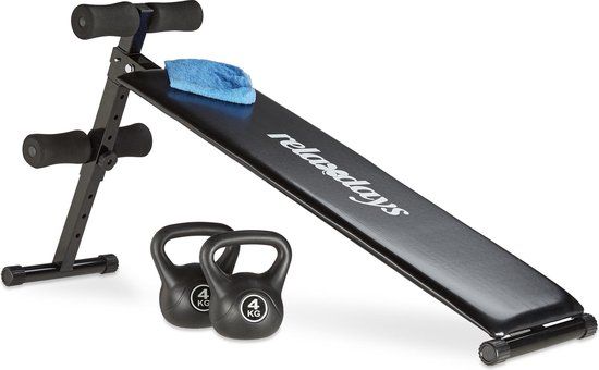 Relaxdays buikspierbank - inklapbaar - verstelbaar - zwart