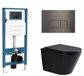 QeramiQ Dely Toiletset - reservoir encastrable Qeramiq Flush - abattant 35mm - plaque de déclenchement métal gunmetal - boutons rectangulaires - noir mat