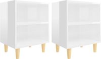 vidaXL Nachtkastjes - Set van 2 - 40x30x50 cm - Hoogglans Wit