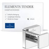 Villeroy & Boch Elements Opvallend handdoekhaakje, hoekig, wandbevestiging, chroom, 45x44x45mm