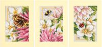 Lanarte Borduurpakket - Roze Dahlia - Set van 3 - 10.5 x 15cm