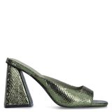 Sacha - Dames - Groene metallic muiltjes met hak - Maat 38