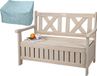 needs&wants® Tuinbank van weerbestendig hout met opbergruimte en deksel, klassieke 2-zitsbank, massief zitbox, tuin, outdoor, grijs/beige