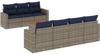 vidaXL 8-delige Loungeset met kussens, polyrattan, grijs