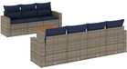 vidaXL 8-delige Loungeset met kussens, polyrattan, gris