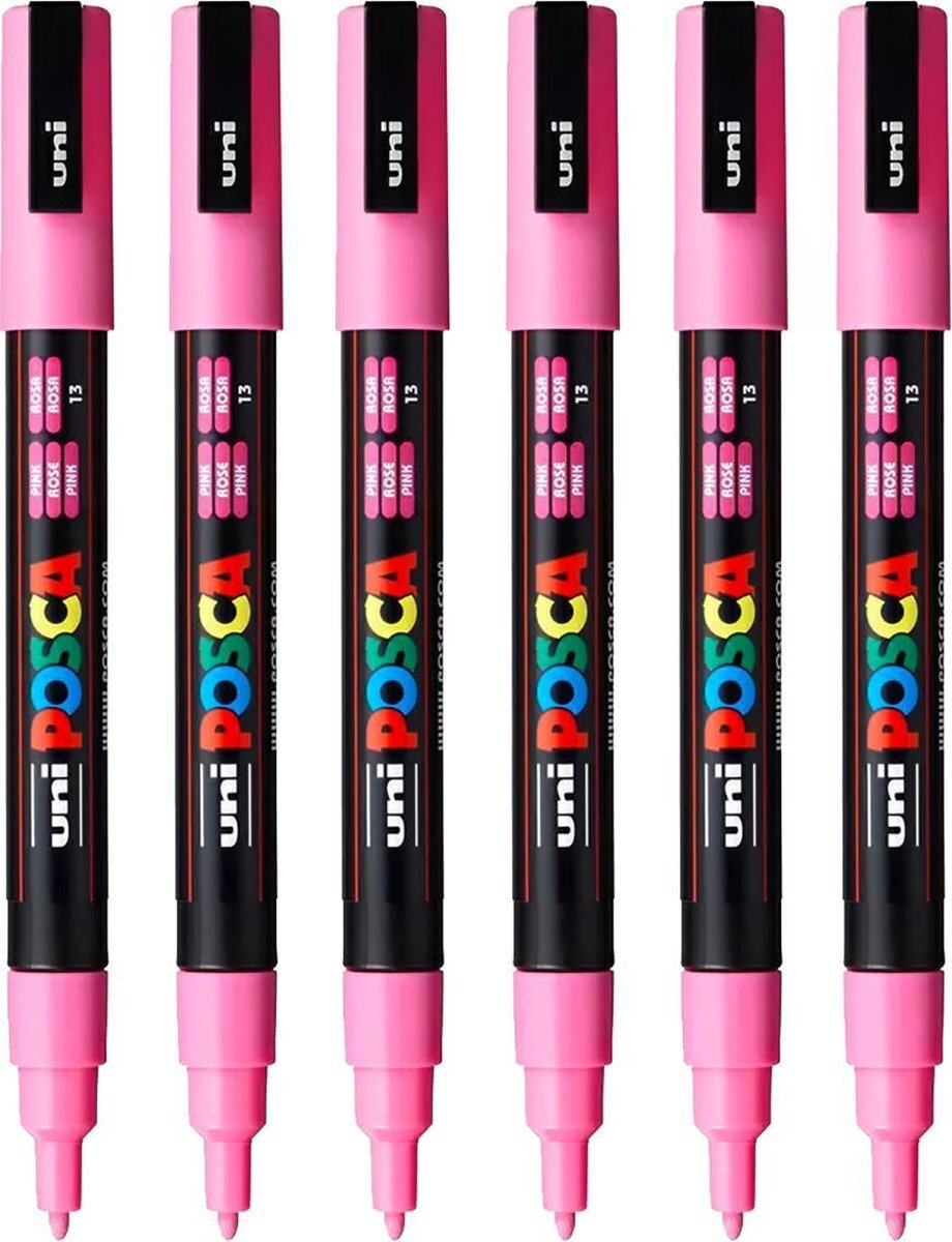 Posca Stiften PC-3M Fine Tip - verfstiften - Roze - 6 stuks