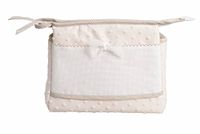 FILET Reis-make-uptas met ritssluiting, reistas met borduurwerk, organizer voor schoonheidsproducten, 100% Made in Italy, afmetingen 24 x 20 x 10 cm, kleur beige en wit