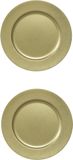 8x pièces assiettes de dîner/sous-assiettes or avec paillettes 33 cm