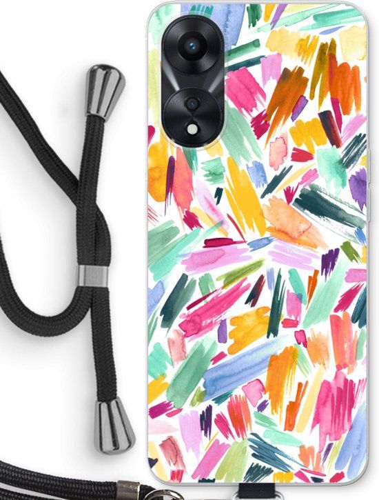 Case Company® - Oppo A78 5G Case with Cord - Watercolor Brushstrokes - Black Cord - Back Cover