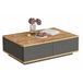 Beaux Meubles Pas Chers Table Basse 2 Abattants 2 Niches Chêne Gris Anthracite 90 X 60 X 28,6 Cm