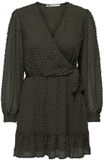 Only Tiva Dobby Wrap Jurk Dames Donkergroen