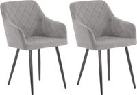 CLP Shila Set van 2 eetkamerstoelen - grijs Fluweel