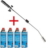 Onkruidbrander set - met 4 gasflessen en gasbrander