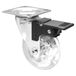 WAGNER Soft zwenkwiel SKATER - diameter Ø 75 mm, bouwhoogte 100 mm, verchroomd staal, transparant, rem en aanschroefplaat 60 x 60 mm, draagkracht 55 kg - 03308701