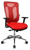 Topstar Sitness Net Pro 100, ergonomische bureaustoel, punt-synchroonmechanisme, incl. in hoogte verstelbare armleuningen, stof, rood