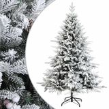 vidaXL Kunstmatige Hinged Kerstboom 180 cm PVC en Metaal Groen en Wit