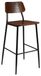 Tabouret de bar avec cadre en acier, assise en bois, acajou, 1 pièce