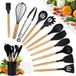 Ensemble d'ustensiles de cuisine en bois sans marque avec support - 22 pièces