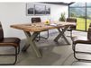 FREEFORM Table à manger 200x100 en bois de Sheesham bois naturel pieds en X gris