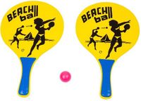 Summertime Beachball set - geel met beachball print - hout - racket met bal