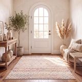 Safavieh Boho tapijt voor woonkamer, eetkamer, slaapkamer - Madison Collection, laagpolig tapijt, ivoor en fuchsia, 200 x 300 cm