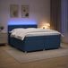 vidaXL Boxspringbed met matras en hoofdbord, blauw, 200 x 200 cm, stof