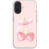 Maniacase Coque Pour Iphone 16 plus Cerise noeud fond rose pastel