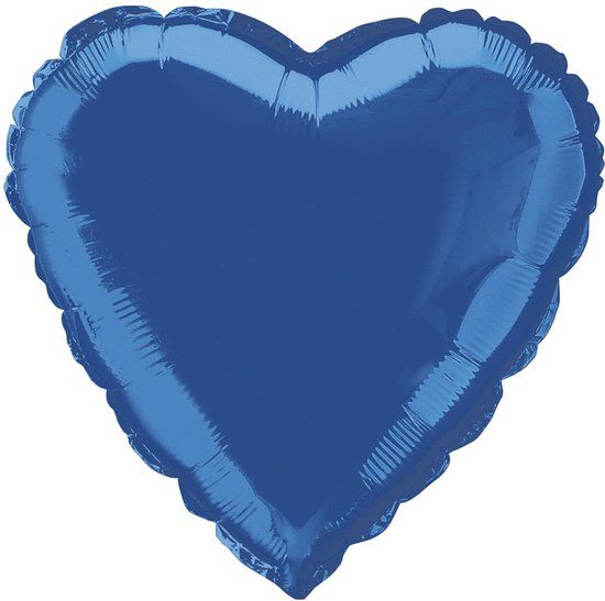 Unique Party 52954 Hartvormige Folieballon - 45 cm - Blauw - Jubileum