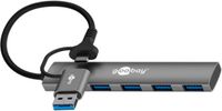 Goobay USB hub (USB-A/USB-C) | 4x USB-A | USB3.0 5 Gbps | aluminium | 0,10 meter