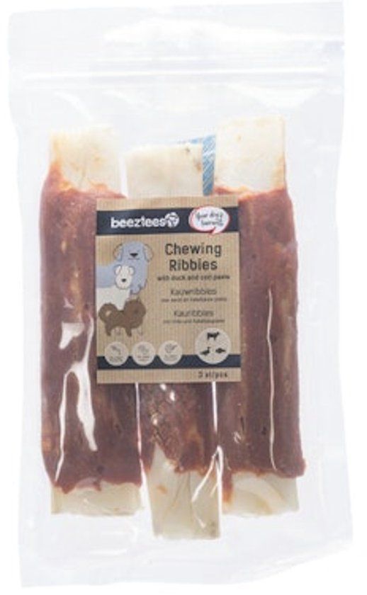 Beeztees Kauwribs Hondensnack - Eend en Kabeljauw