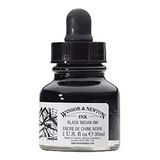 Winsor & Newton 1011030 Drawink Ink - tekeninkt voor kalligrafen, illustratoren, grafici, kunstenaars - waterbestendige kleuren, uitstekende transparantie - 30ml Pipetflesje, Zwarte druppeldop