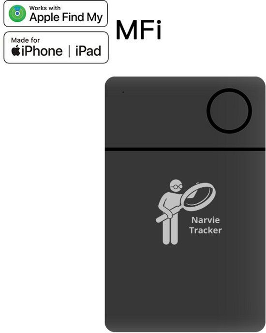 Narvie Wallet Finder - IOS find my - Black - GPS Tracker - 3 Year Battery Life