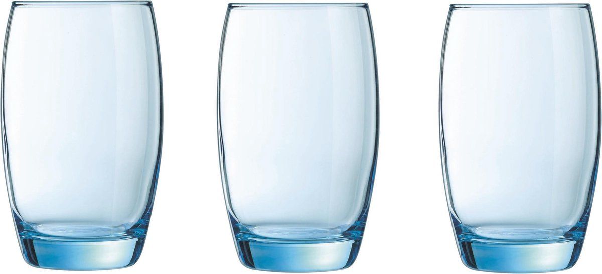 ARCOROC 18x Waterglazen/Drinkglazen Transparant Blauw 350 ml