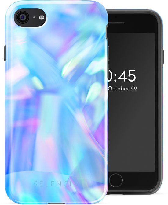 Selencia Hoesje - Geschikt voor Apple iPhone SE (2022) / SE (2020) / 8 / 7 / 6s / 6 - Backcover - Holographic Blue Dream