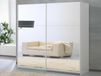 Armoire SALSA blanc laqué 2 portes coulissantes 230 cm portes miroir