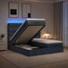 Prolenta Maison Exclusive Lit Ottoman exclusif, avec matelas et éclairage LED, couleur gris foncé, dimensions 200 x 200 cm, revêtement en velours