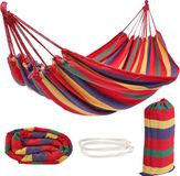 Hangmat en draagtas van katoen 270x150cm (150kg) - Sterk en stevig - Gemakkelijk op te zetten - voor tuin, strand, camping en wandelen.