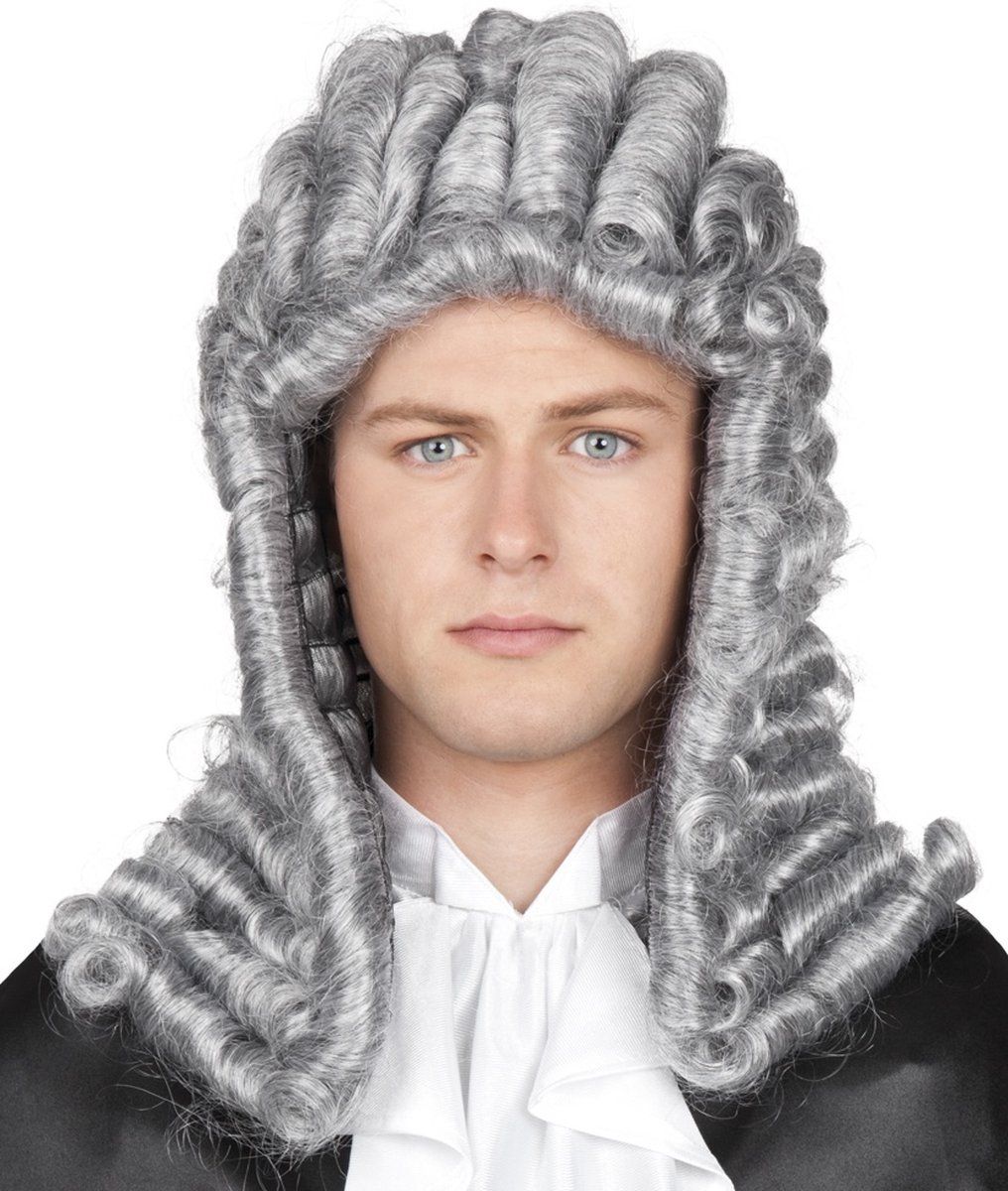 Vegaoo Rechterspruik - Verkleedpruik - Grijs - Polyester - One size