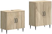 vidaXL - 2-delige - Badkamerkast - Set - HAARLEM - Sonoma - Eiken - Bewerkt - hout