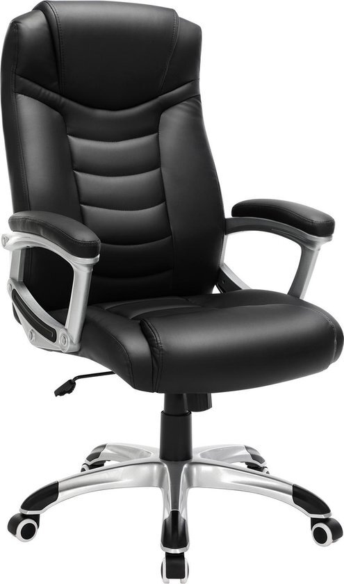Songmics Ergonomische bureaustoel, in hoogte verstelbare draaistoel, robuust, stabiel en duurzaam, zwart, OBG21B
