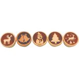 Set van 5 deegstempels met kerstmotieven - Houten stempelset - Made in EU