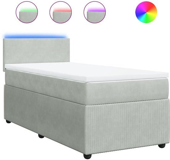 vidaXL Boxspring met matras fluweel lichtgrijs 100x200 cm