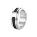 Lucardi Heren Ring met zwarte kabel - Ring - Vaderdag Cadeautje - Staal - Zilverkleurig