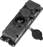 ORNO Heavy-duty stekkerdoos - 3 stopcontacten - IP44 - Frans type - Zwart